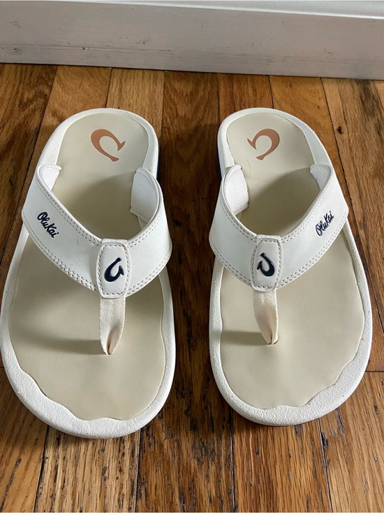 Olukai ohana mens White leather Navy Flip Flop Sandals 9 main image 6
